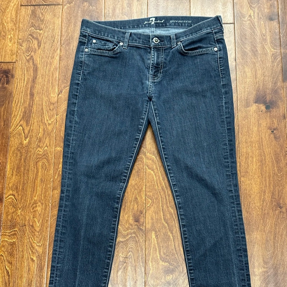 7 For All Mankind Black Skinny Jeans Sleek Fit